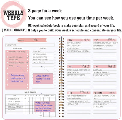 Undated Weekly Planner With Habit Tracker & To Do List 5.7 x 8.0 inch | Avoid Unfocused Busywork,Productivity Organizer,No-Bleed Thick Pages,Portable Size,Lay-Flat Spiral for Hands Free