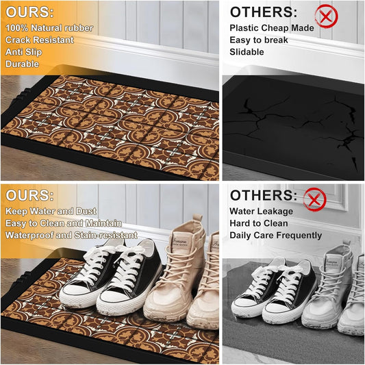 BEHERO Boot Tray Shoe Mat, Rubber Shoe Matt Tray Indoor/Outdoor Use, 16" x27.5" Shoe Cleaning Mat Non-Slip with Raised Edge for Entryways, Decks, and Patios (Black)