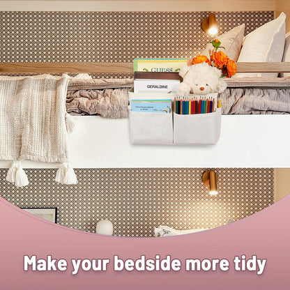 Bedside Caddy Organizer 5 Pockets and 4 Hooks for Bunk Bed Pink | Hanging Storage Bag for Headboards
