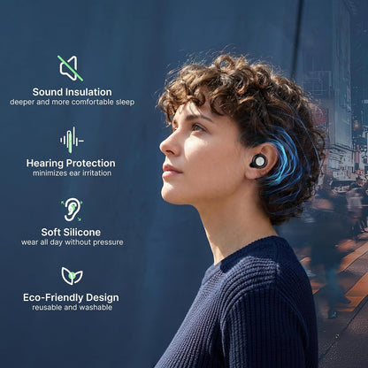 52dB Ear Plugs for Sleeping Noise Reduction Earplugs for Snoring with Case | Soft Silicone Earplugs for Side Sleepers Concerts Airplane Hotel, Noise Cancelling Ear Plugs (XS/S/M/L) 4 Size Reusable