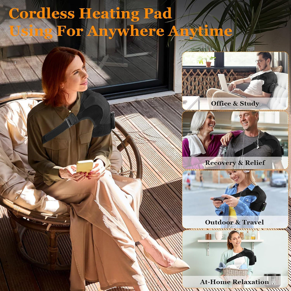 Shoulder Heating Pad with Massager,Rotator Cuff Shoulder Pain Relief,Black