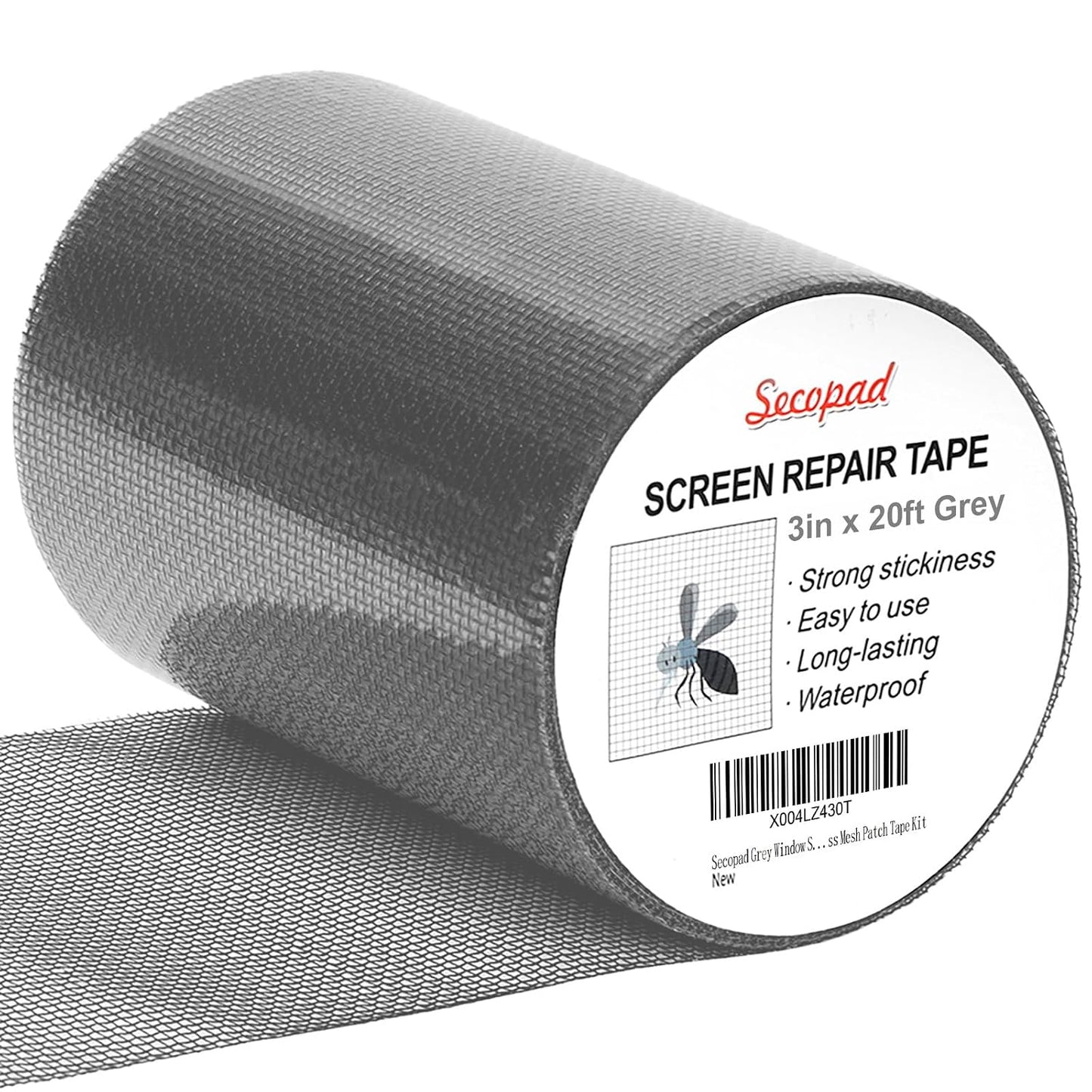 Secopad 2" x 420" (35FT) Screen Repair Tape, Screen Repair Kit, Black | Window Screen Patch, Quick Repair, Strong Adhesive, Easy to Use, For Mesh Window & Door, Cuttable Fiberglass, No Tools Needed