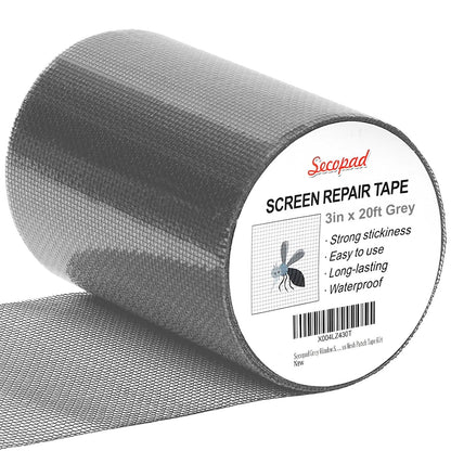 Secopad 2" x 420" (35FT) Screen Repair Tape, Screen Repair Kit, Black | Window Screen Patch, Quick Repair, Strong Adhesive, Easy to Use, For Mesh Window & Door, Cuttable Fiberglass, No Tools Needed