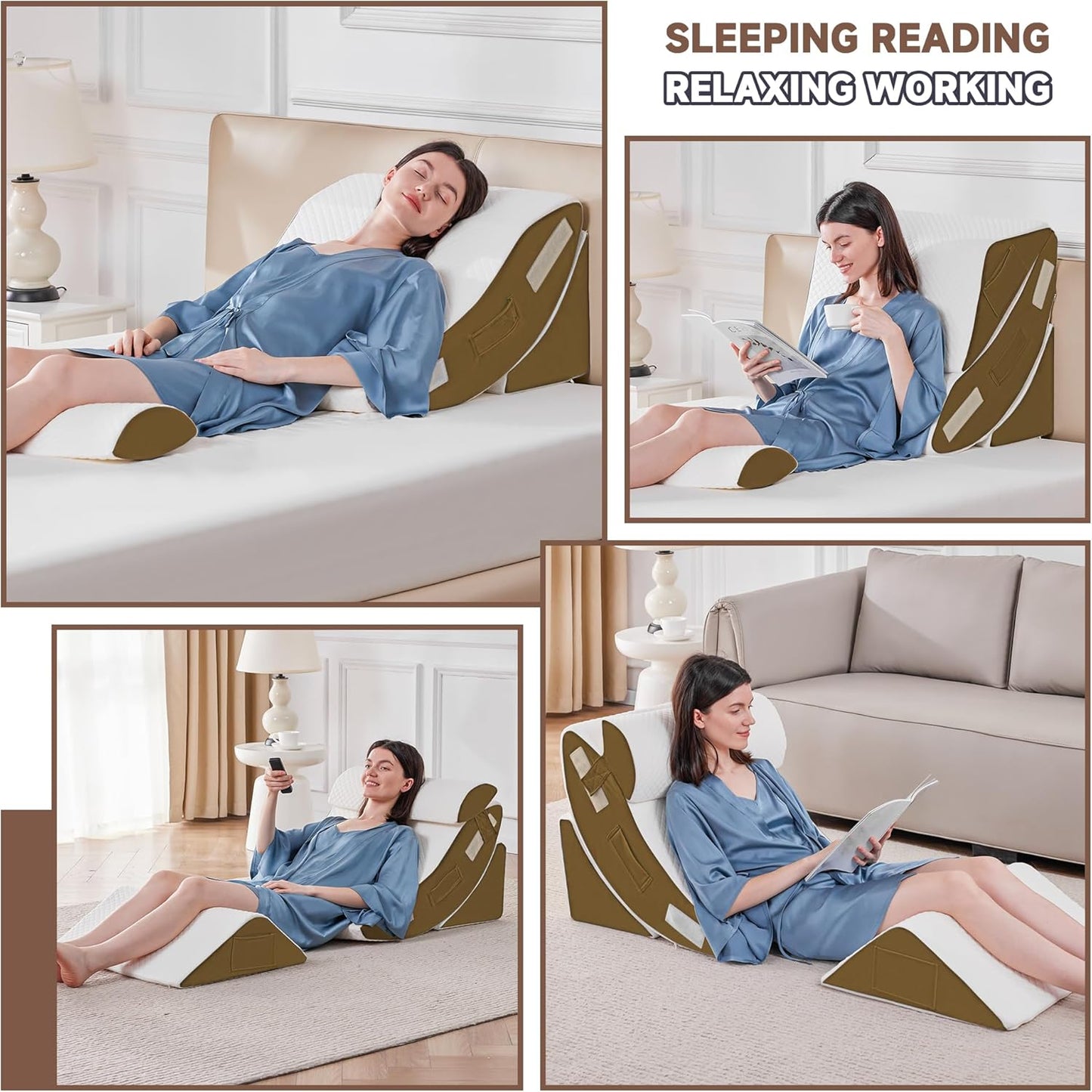Yojoker Leg Elevation Pillows for Swelling, Memory Foam Wedge Pillow for Legs Blood Circulation, Leg Elevation Pillows for After Surgery, Knee Wedge Pillow for Sleeping Back Hip Ankles Relief