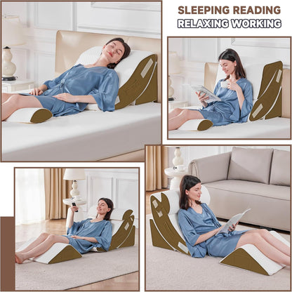 Yojoker Leg Elevation Pillows for Swelling, Memory Foam Wedge Pillow for Legs Blood Circulation, Leg Elevation Pillows for After Surgery, Knee Wedge Pillow for Sleeping Back Hip Ankles Relief