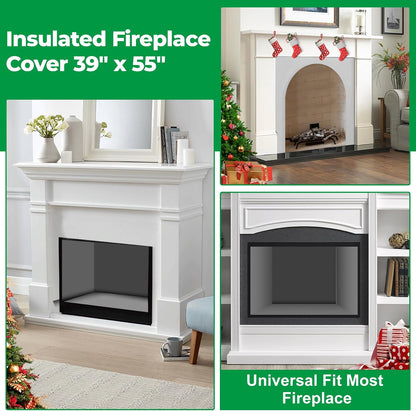 Forestchill Fireplace Cover, 3-Layer Insulation Fireplace Draft Stopper with Velcor, Keep Drafts Out & Prevent Heat Loss, 39" x 55", Easy Cut to Fit