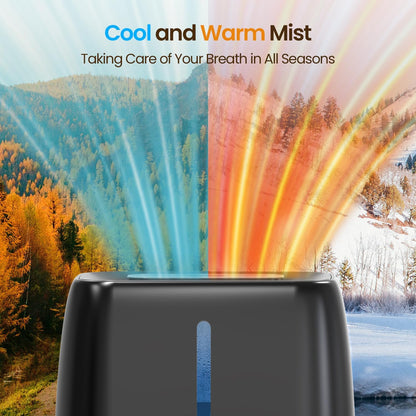 6L Top Fill Ultrasonic Humidifier - Cool and Warm Mist for Bedroom, Baby, Large Rooms & Plants, Smart Humidity Control, Aroma Diffuser, Night Light, 12H Timer, Quiet, Black