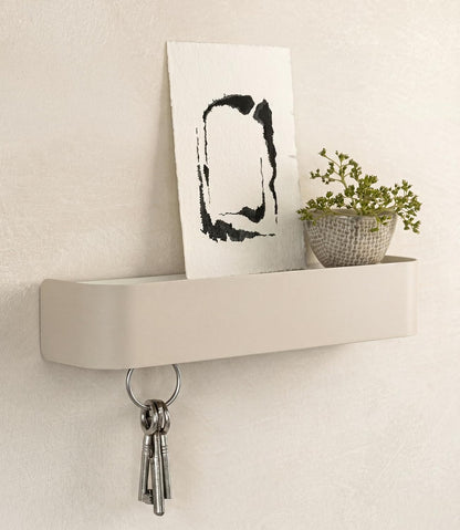 Kazai. Key Holder for Wall 'Tone' | Minimalist Key Hooks Design from Berlin | Modern Key Hanger with Metal Shelf | Key Hook Wall Mounted as Hallway Furniture | Black
