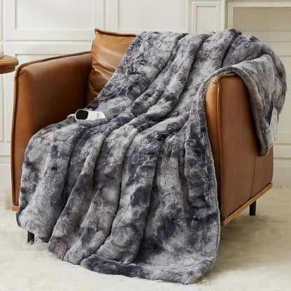 Homemate Heated Blanket Electric Heating Throw 50x60 Plush Faux Fur Sherpa | ETL Certified 2/4/6/8H Auto-Off 10 Heat Levels Overheat Protection Machine Washable,For Cold AC Office Room Cold Sleeper Gift