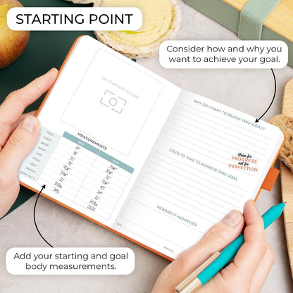 Clever Fox Food Journal for Women & Men, Weight Loss Tracker, Aquamarine