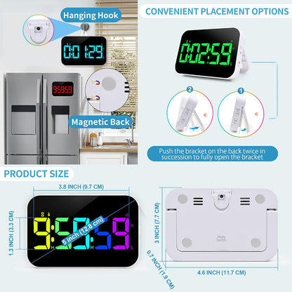 TXL Digital Timer for Classroom, Pomodoro, Gym & Kitchen – Rechargeable Magnetic Countdown Timer, Large LED Display, Loud Alarm, 3 Volume Levels & 3 Brightness Settings