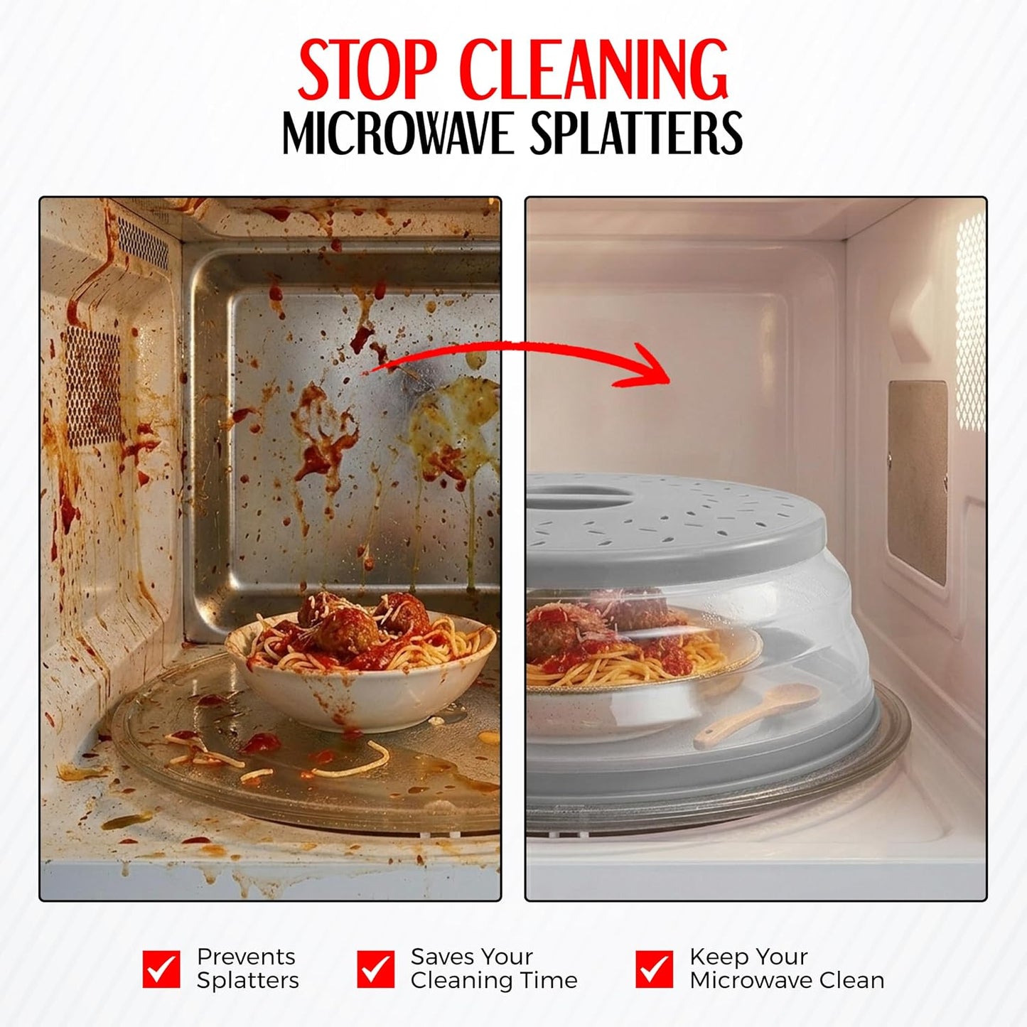 Silicone Microwave Splatter Cover Dishwasher Safe - Pack of 2 Microwave Cover for food- Space Sving design 10.5 Inch BPA Free