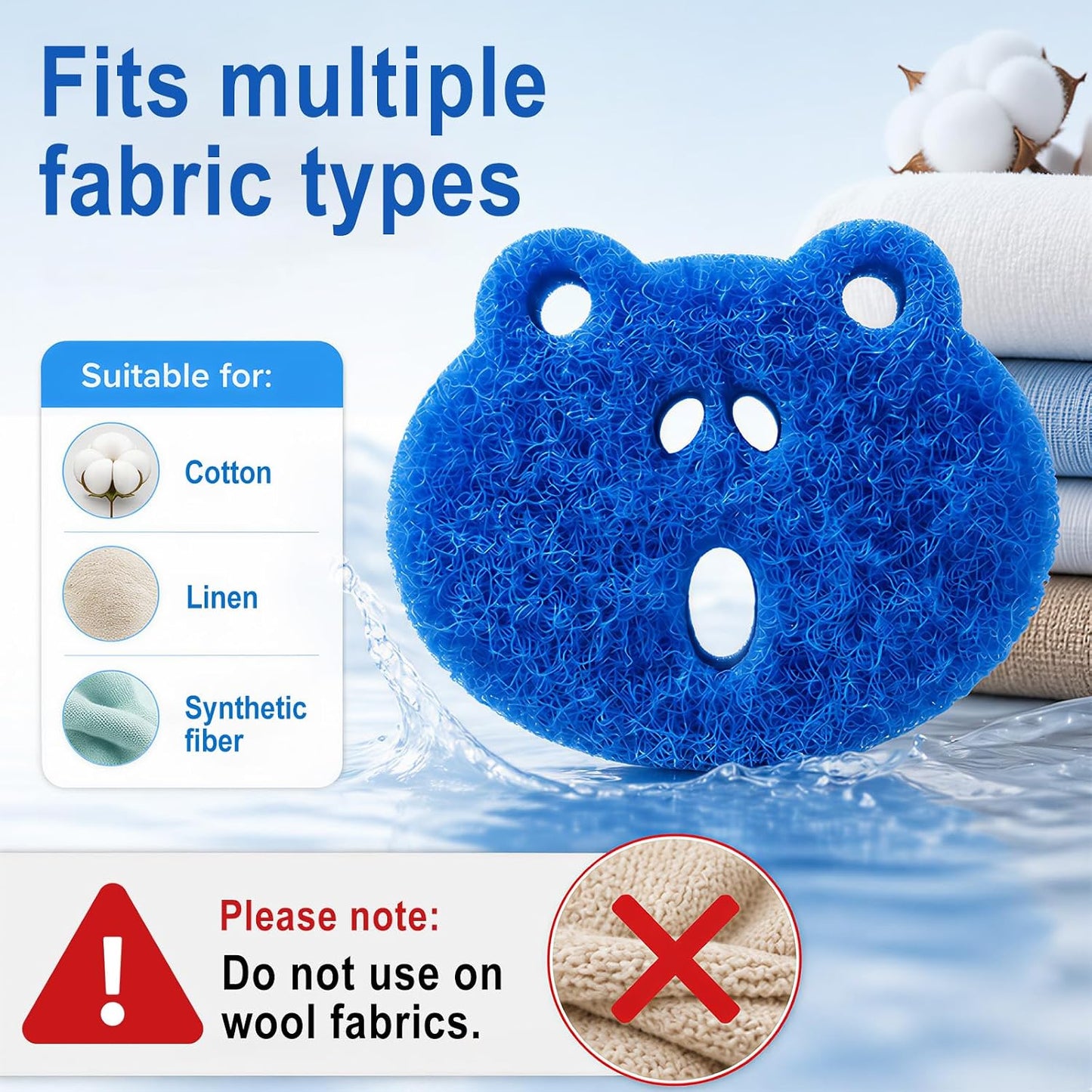 7 PCS Pet Hair Remover for Laundry, Reusable Dog Hair Remover Tool | Dog & Cat Hair, Reusable Pet Fur Catcher, For Washing Machine and Dryer, Lint Remover Tool, With White Mesh Storage Bag, Blue