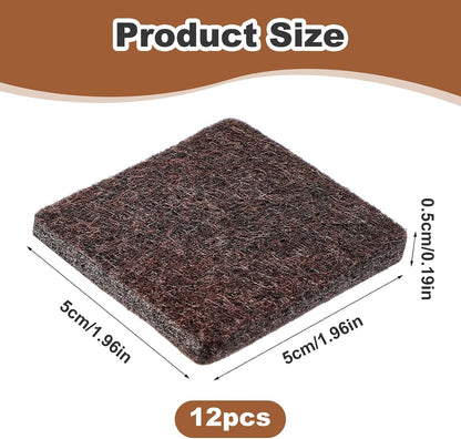 12Pcs Square Felt Furniture Pads, Self Adhesive Square Furniture Felt Pad 2 inch x 2 inch Cuttable Anti Scratch Floor Protectors Surface Protector for Hardwood Cabinet Laminated Floor Tile