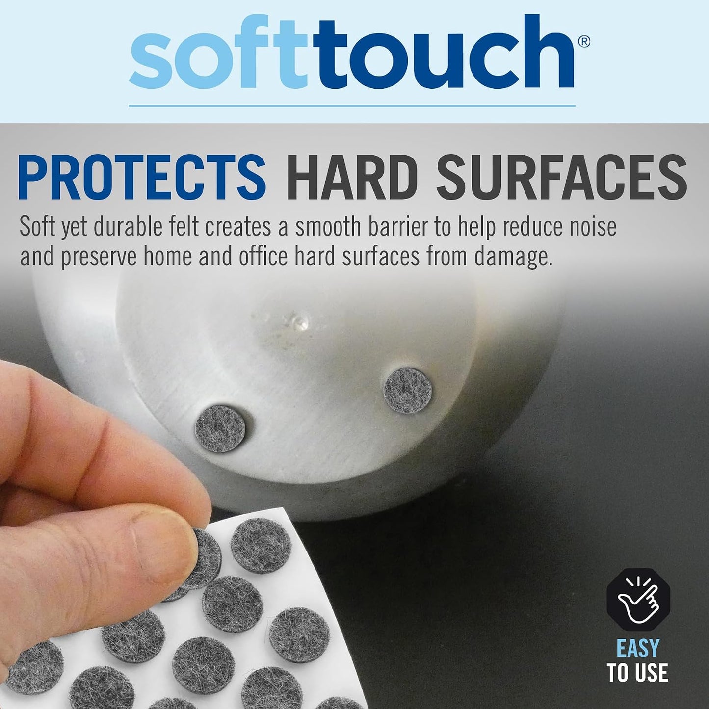 SoftTouch 3/8" Round Mini Self-Stick Furniture Slider Felt Pads for Hard Surfaces, Noise-Reducing Adhesive Furniture Moving Pads for Beds, Sofas, Dressers, 84-Count, Brown