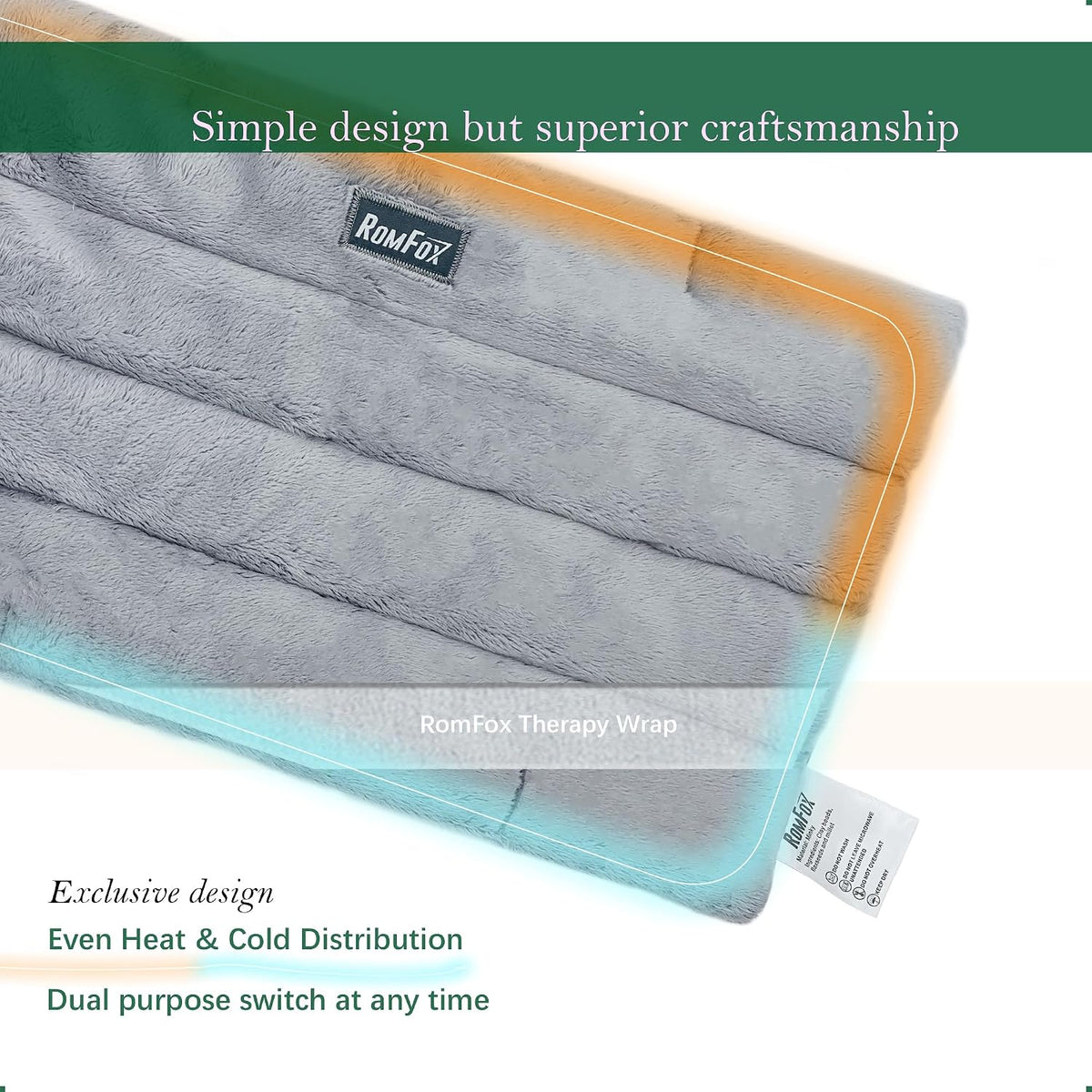 Romfox Microwavable Heating Pad for Pain Relief, Moist Heat for Cramps, Muscles, Joints, Back, Neck and Shoulders, Heat Compress Pillow, for Both Hot and Cold Therapy (11.8 * 5.9 Unscented)
