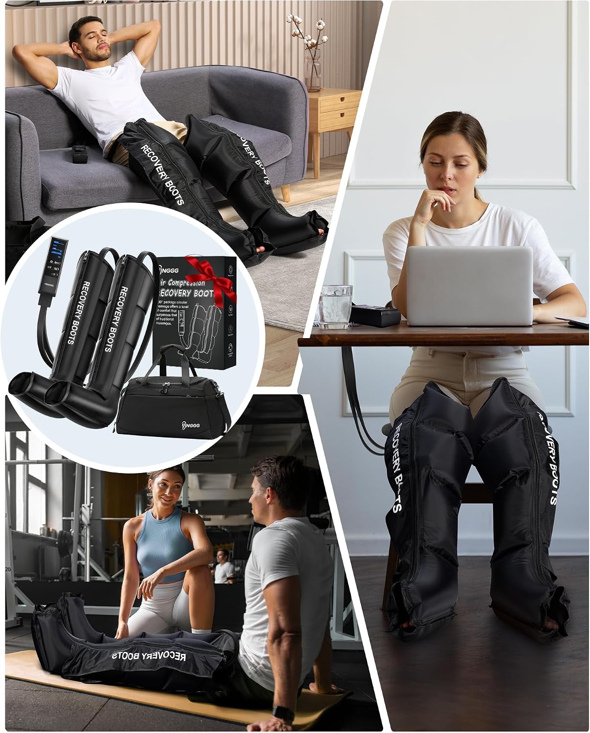 YINGGG Air Leg Massager with Compression: Professional Full Compression Boots with Adjustable 9 Intensities, Leg Massager for Circulation and Fatigue Relief for Post-Workout(Large)