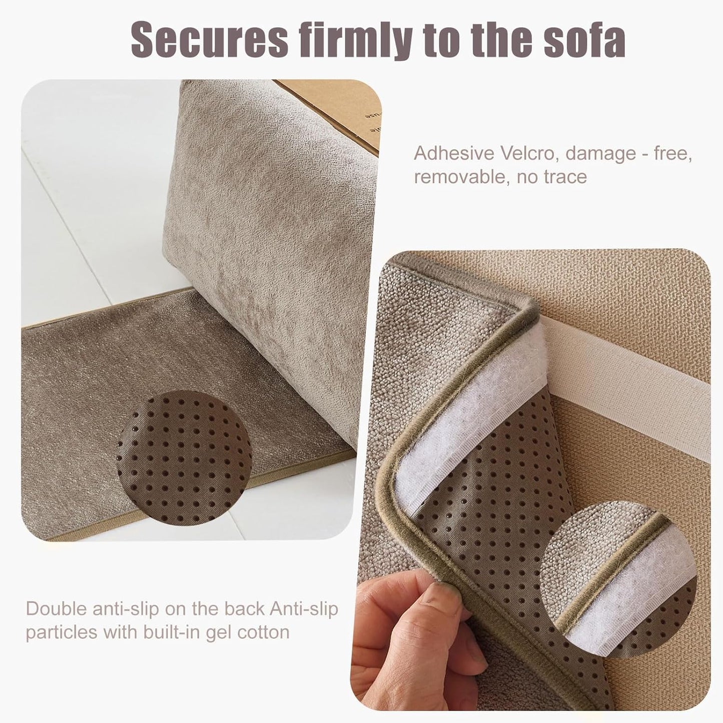 Chenille Neck Pillow for Sofa - Adjustable Headrest, Non-Slip Neck Support Cushion for Pain Relief, Comfortable Chair Pillow, Gray