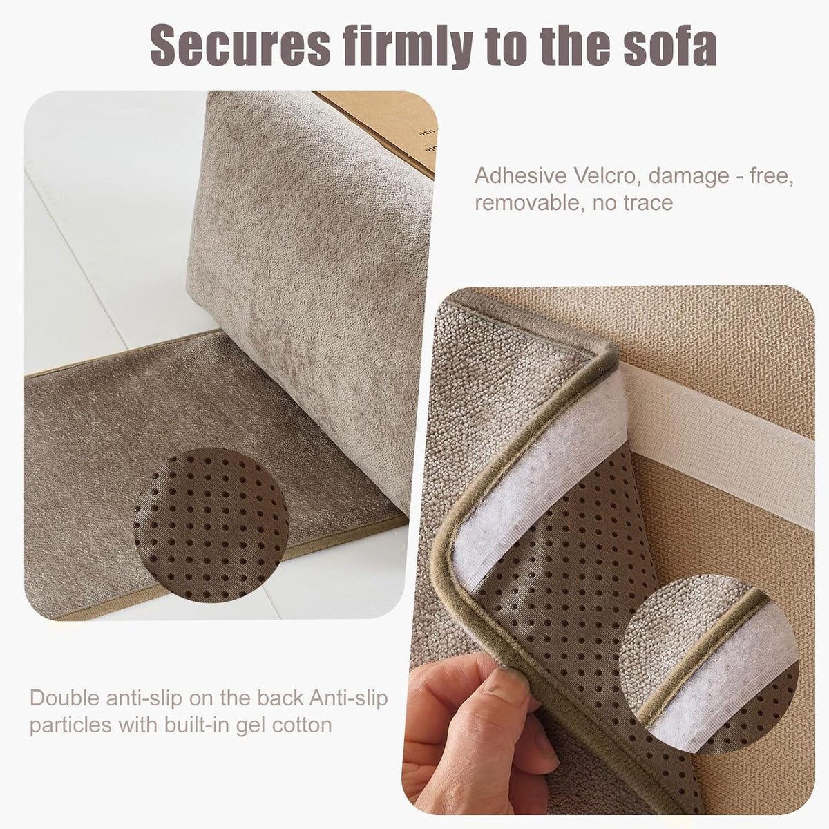 Chenille Neck Pillow for Sofa - Adjustable Headrest, Non-Slip Neck Support Cushion for Pain Relief, Comfortable Chair Pillow, Gray