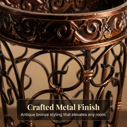 Super Quality Umbrella Stand, Umbrella Holder, Antique Look Metal, Entry Hallway Décor, Wallside Style, with Removable Drip Tray (Gold Brown)