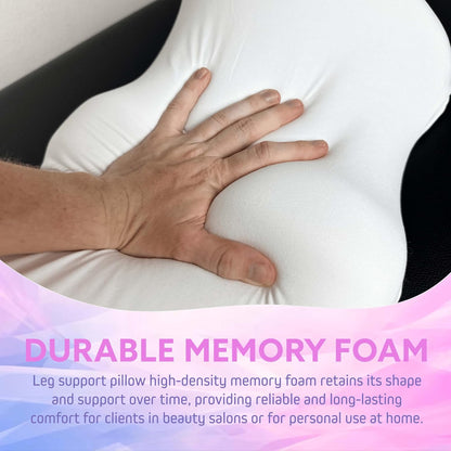 Premium Memory Foam Knee Pillow for Back Sleepers, White | Memory foam massage bolster delivers comfortable under knee pillow support for home, spa and salon use.