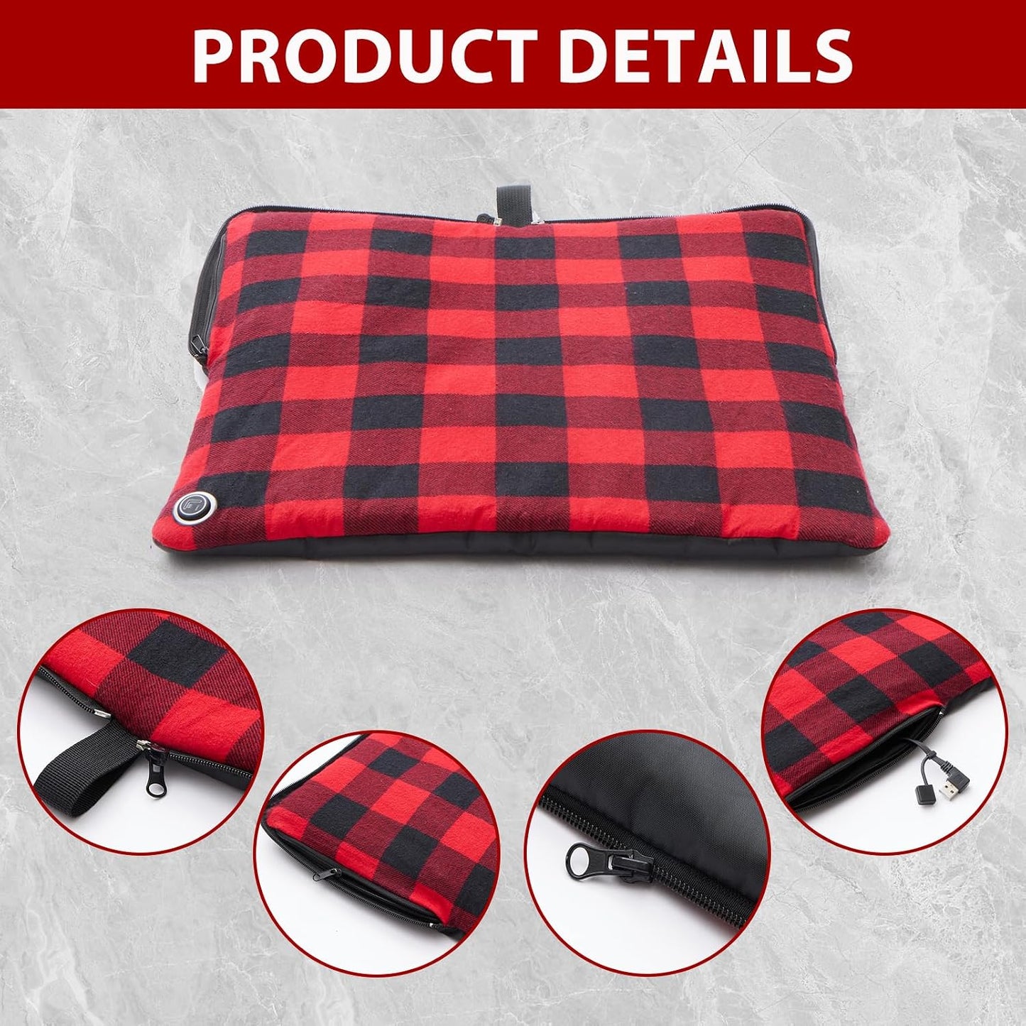 24x20Inch Stadium Seat Heating Pad, Battery Heated Outdoor Chair Cushion for Camping,Stadium,Office or Home, (Battery NOT Included).