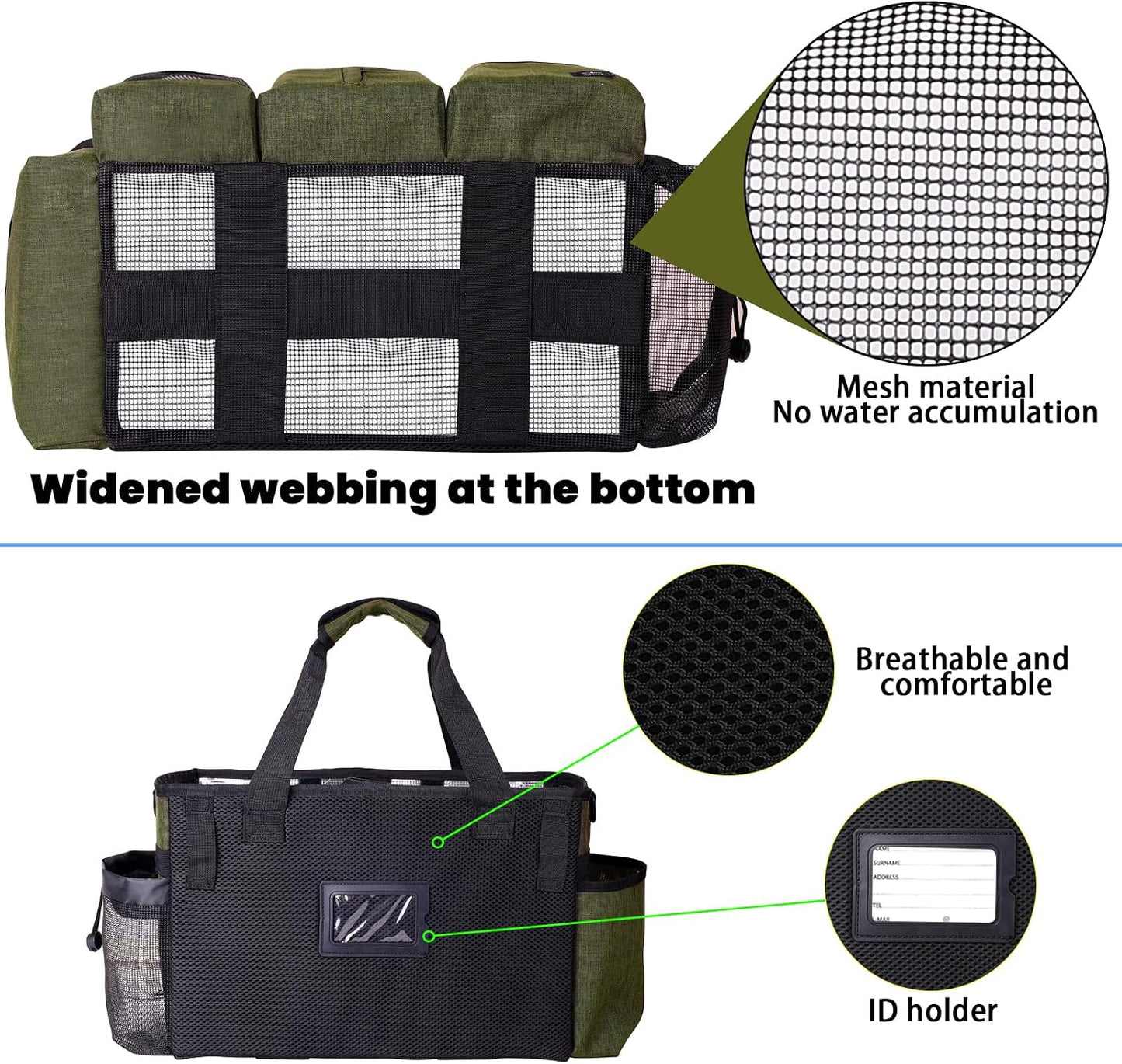 Large Cleaning Caddy Bag Built-in hard plastic sheet Aluminum foil lining | Waterproof nylon, aluminum foil lining, detachable dividers, dual straps for housekeepers