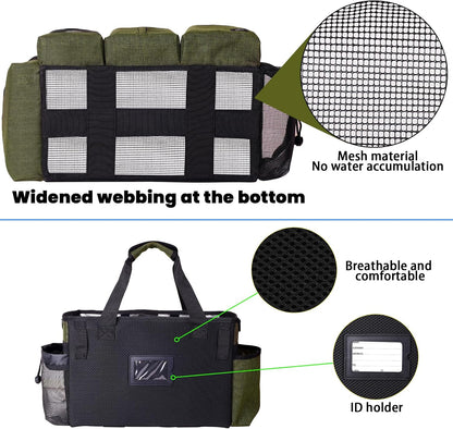 Large Cleaning Caddy Bag Built-in hard plastic sheet Aluminum foil lining | Waterproof nylon, aluminum foil lining, detachable dividers, dual straps for housekeepers