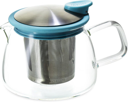 Forlife Bell Glass Teapot with Basket Infuser, 14-Ounce/430ml, White