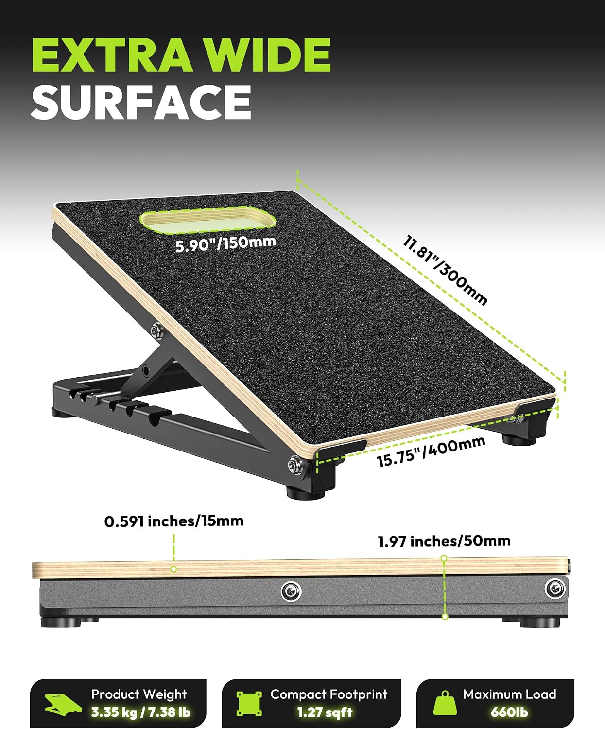 Wooden Slant Board, 660 lb Steel Frame, Five-Angle Calf Stretcher | 15 To 40 Degree Inclines, Multilayer Deck, Non-Slip Surface, Squats, Heel Raises, Ankle Mobility, Home Gym, No Assembly