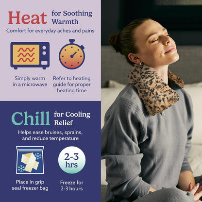 warmies Microwavable Shoulder Heating Pad, Neck Warmer & Heat Pack, Snowy | Steady Pressure, Cooling Relief, Scented with Calming French Lavender, Microwave 30 sec, Freeze 2-3 hrs, Soft Faux Fur