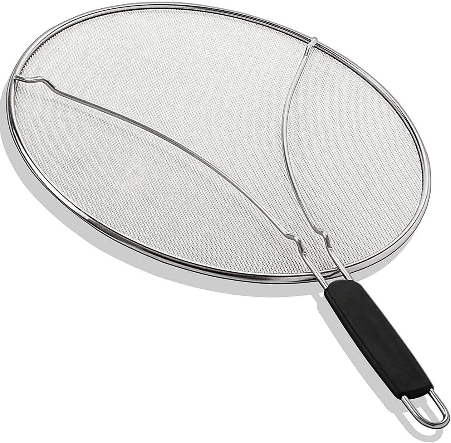 13" Grease Splatter Screen for Cooking | Stainless Steel Oil Splatter Guard and Ultra-Fine Mesh Protects Skin from Burns | TPR Tight-Grip Handle (Red)