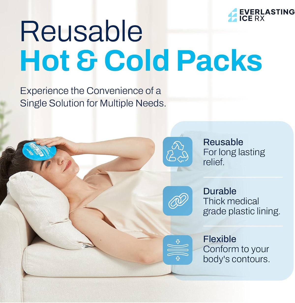 Reusable Hot and Cold Gel Ice Packs for Injuries, 7 Pack Variety Set