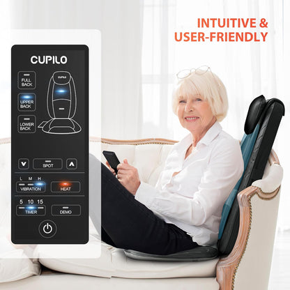 Back Massager with Heat, Massage Chair Pad with 5 Vibrating Modes, 2 Heat Levels Electric Massage Seat Cushion, Massage Pad for Back Pain Relief, Birthday Gifts for Men Husband Him Dad Mom Her