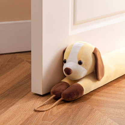 Door Draft Stopper Blocks Hot and Cold Air, 38", Yellow Dog | Blocks Wind and Noise, Weighted Sand and Cotton Filling, Convenient Hanging Loop for Storage, Adorable Animal Design