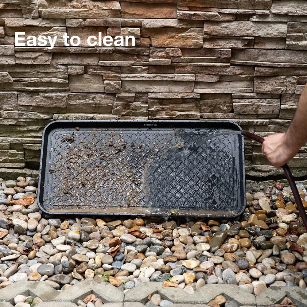 All Weather Boot Tray Extra Large 40"x20" - Brown Plastic Shoe Mat | Multi-purpose mudroom entryway tray with 1.25" raised edges - fits shoes, pet bowls & plants - 100% recycled polypropylene