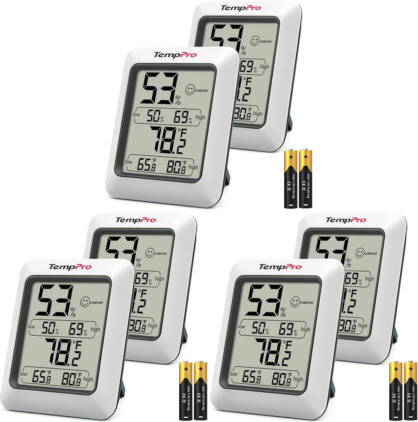 TempPro TP50 Digital Hygrometer Indoor Thermometer Room Thermometer | Humidity Meter Humidity Gauge with Temperature Humidity Monitor for House Office Celler Greenhouse RV (Previously ThermoPro)