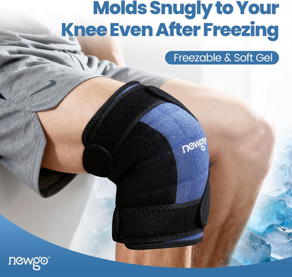 NEWGO 360° Knee Ice Wrap, 60-Min Cold Therapy with Ice Grid