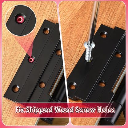 10 Pcs Wood Anchor, Fix Stripped Wood Screw Holes, Red | Fits Screws Sizes #2 to #16, Repairs Stripped Screw Holes, For Door Hinges, Cabinets and Furniture, Easy to Install