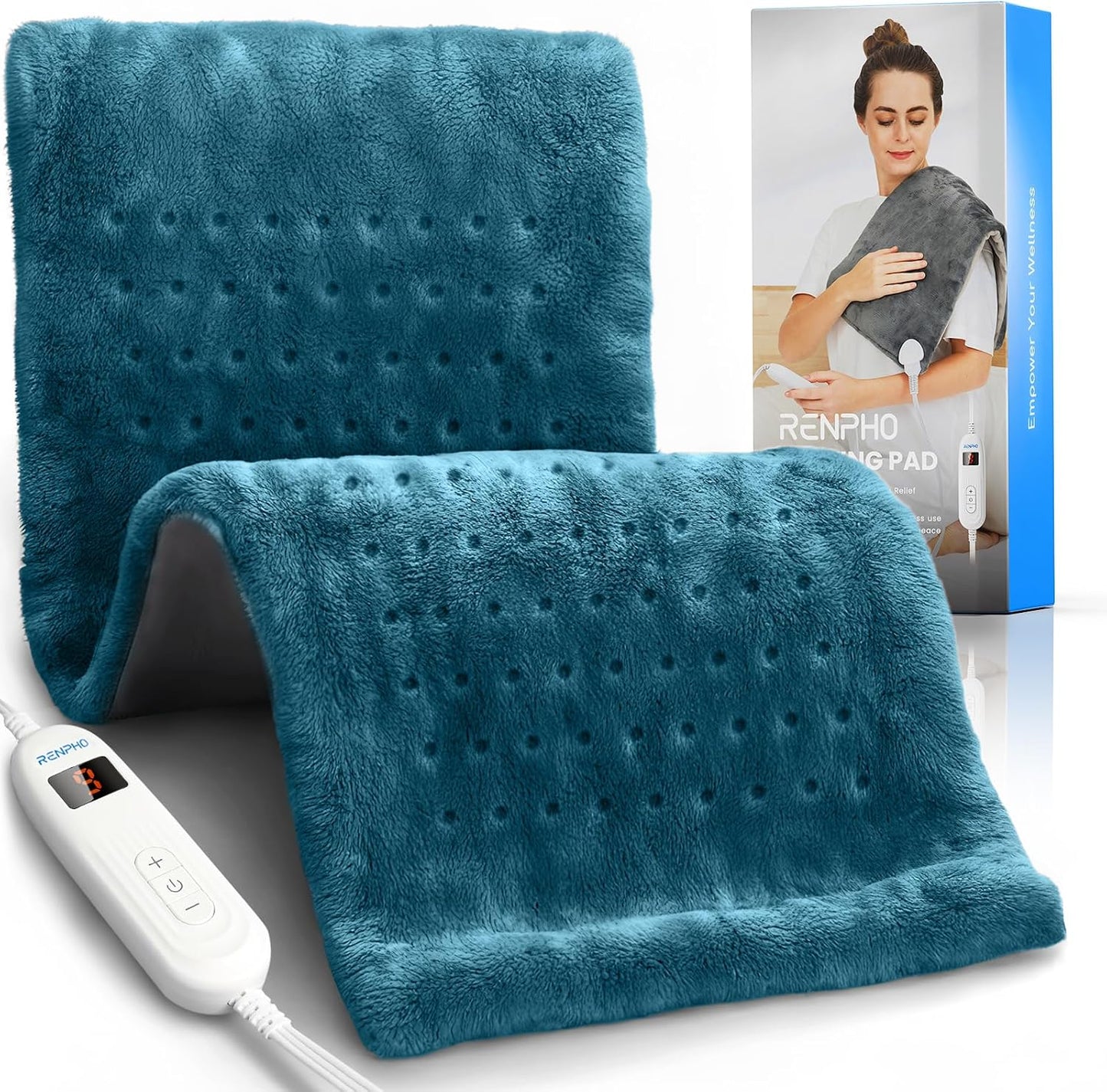 RENPHO Electric Heating Pad for Back with 10 Heat Levels, FSA Eligible HSA | Fit for Neck, Shoulder, Knee, Arm & Leg, Birthday Gift for Women, Men, Mom & Dad, HSA Approved, ETL Certified, 12 x 24", Gray