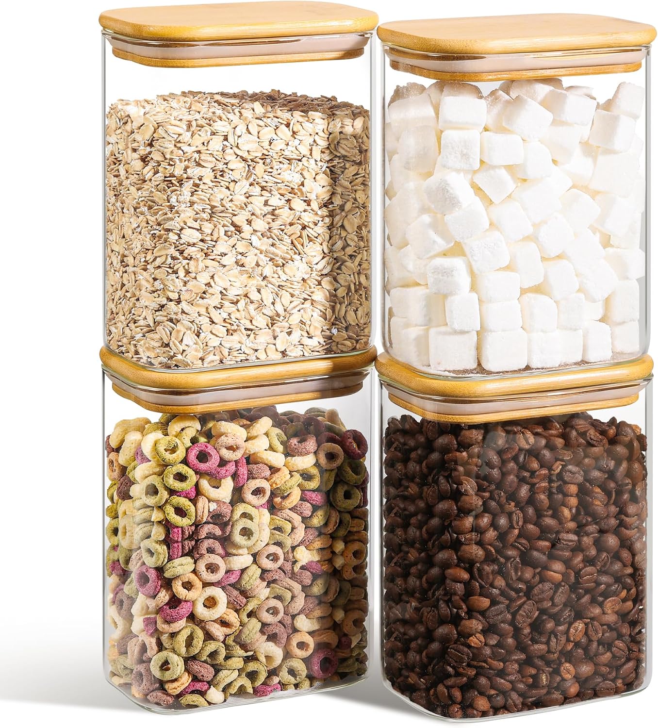 ComSaf Spice Jars 8oz Set of 6, Small Seasoning Containers with 9 Labels | Small Glass Jars With Labels, Empty Rectangle Canisters, Spice Rack Organization, Loose Tea, Herb, Powder, Dry Good, BPA Free