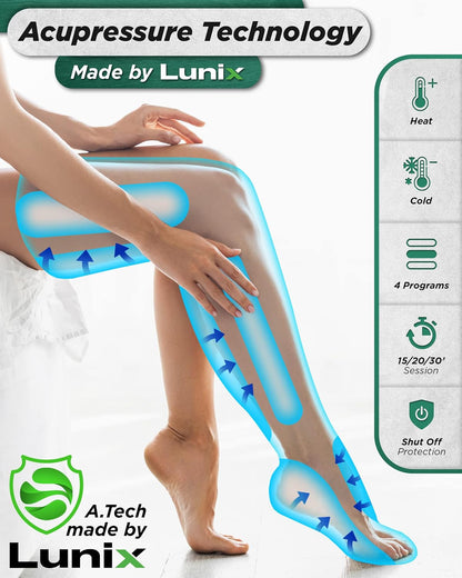 Lunix LX10 Full Leg Massager with Heat & Cold Therapy – Cordless Compression Boots for Circulation, Pain Relief & Recovery – Adjustable Fit with Extra Straps, Touchscreen Remote, Travel Bag
