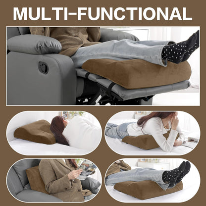 HOMBYS Extra Large Recliner Leg Pillow, Memory Foam Foot Rest Cushion Wave Shape Recliner Footrest Extender, Multi Purpose Back & Lumbar Support Pillow for Recliner, Bed, Sofa Couch,Grey