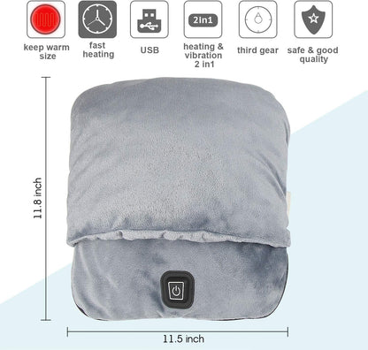 Electric Heated Foot Warmer with Heating & Vibration Massage Function | Feet Warmer for Cold Feet,Soft Flannel Fleece with 3 Settings,Overheat Protection,Auto Off,for Men and Women