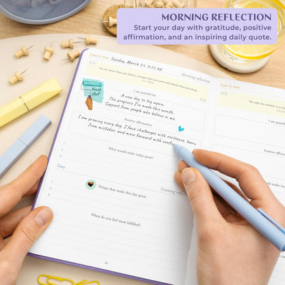 Legend Four-Minute Journal with Prompts & Habit Tracker – Daily Gratitude Journal for Women & Men – Guided Positivity, Self-Reflection & Affirmation Notebook (Lavender)