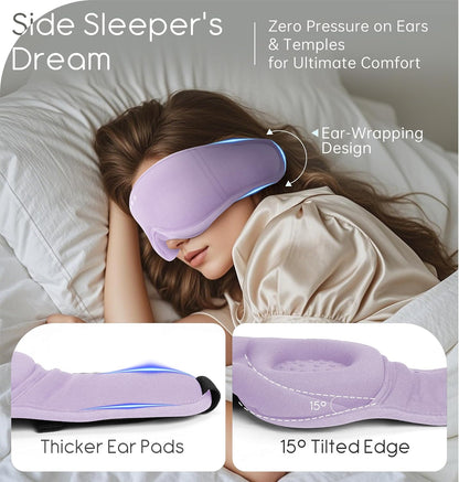 Sleep Mask with Headphones Bluetooth 5.4, TOPOINT 3D Eye Mask Blackout with Soft Bamboo Cotton for Side Sleepers Women Men, Sleep Headphones Earphones HD Speaker Microphone for Travel Meditation Gift