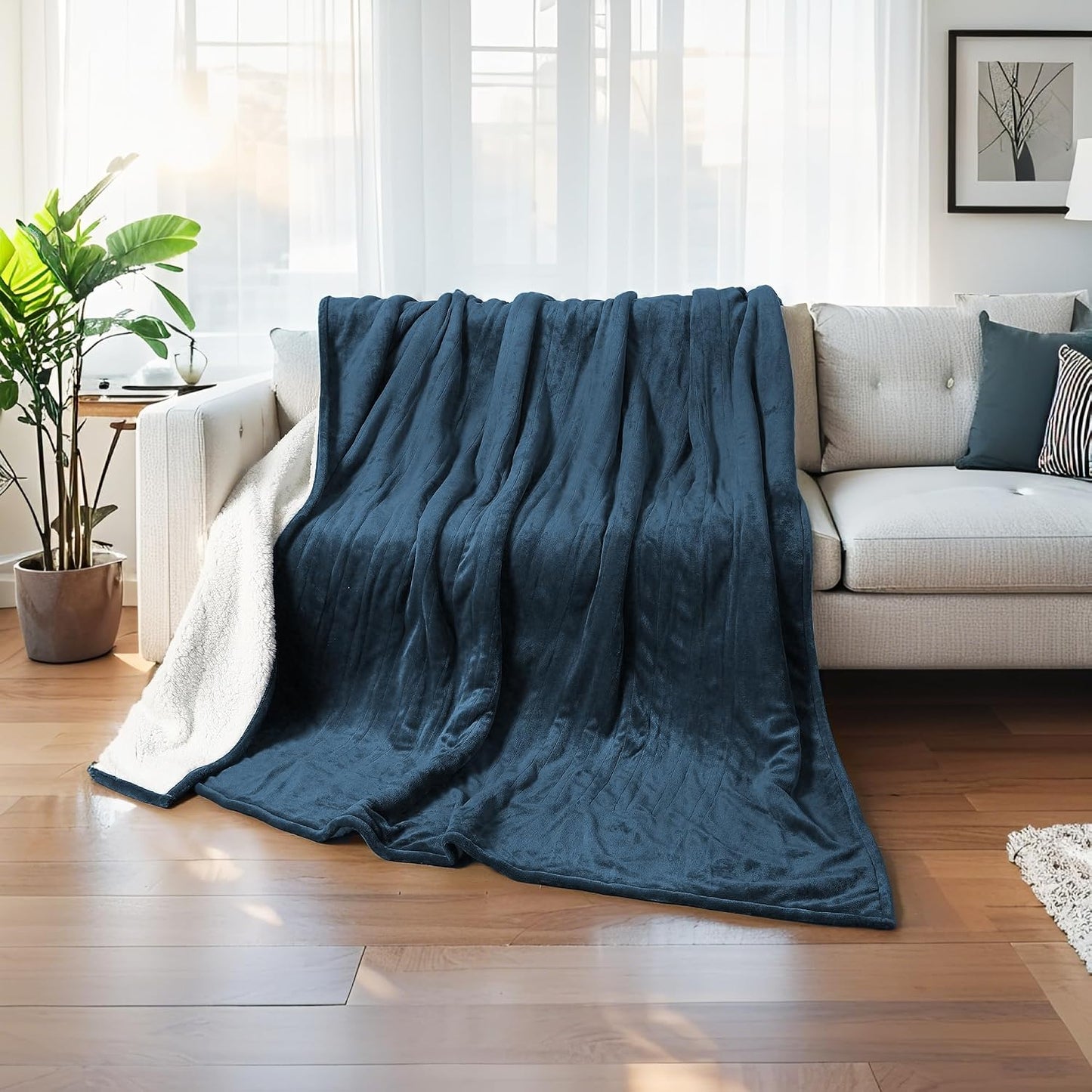 Electric Heated Blanket Full Size 72"x84" – Light Gray | ETL for Safe Overnight, 4 Heat Settings & 10H Auto Off, Dual-Sided Microplush Sherpa for Home Night, Machine washable