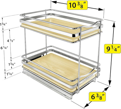 LYNK PROFESSIONAL® Pull Out Spice Organization for Cabinets - 4-3/8 inch Wide – Spice Rack for Inside Cabinets, Slide Out Spice Rack Organizer for cabinet – Pull Out Spice Rack, Sliding 2 Tier Chrome