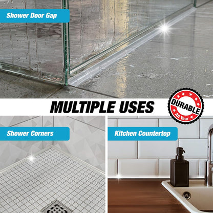 39" Transparent Shower Threshold Water Dam, Collapsible Water Guard Strip