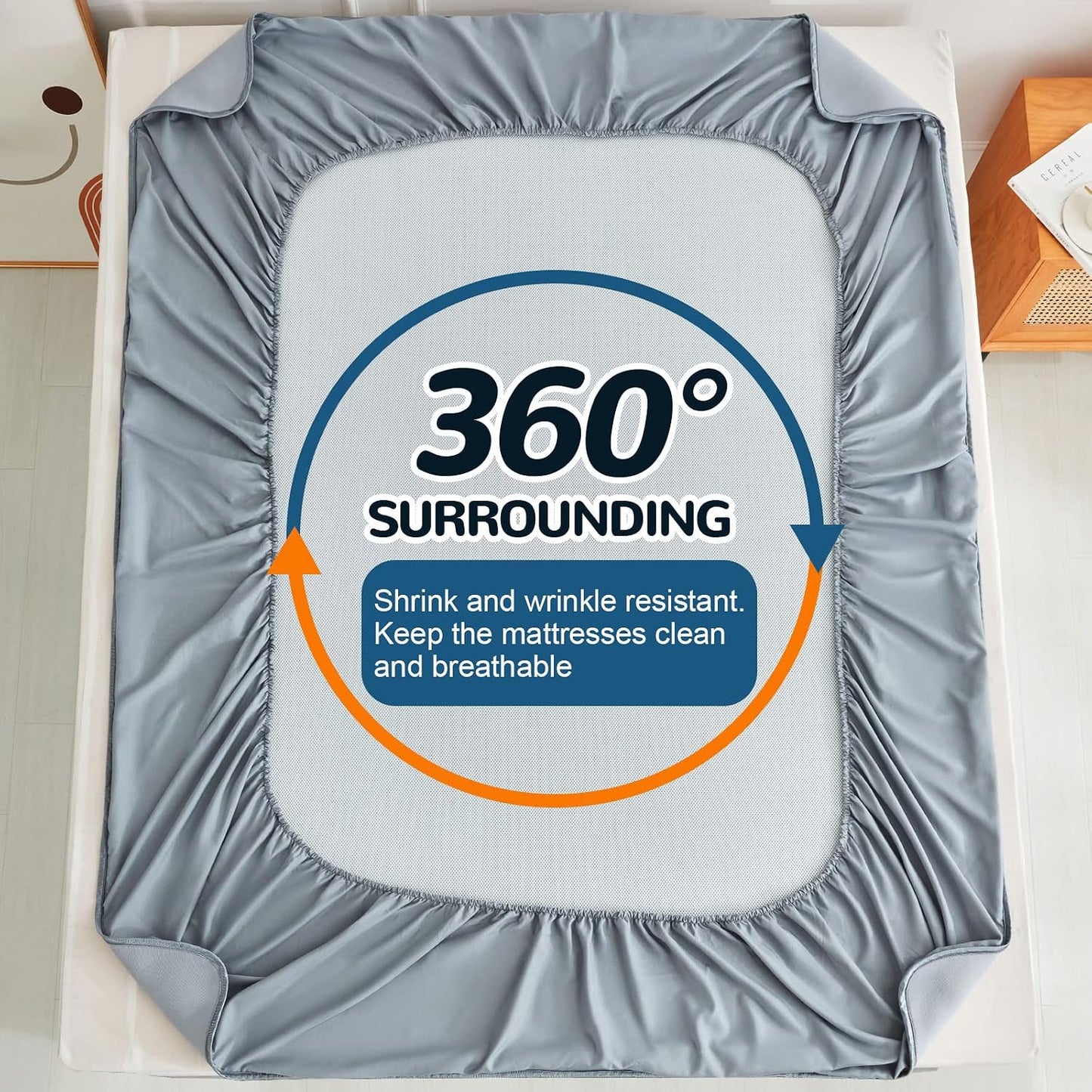 Ailemei Direct Cooling Thin Mattress Pad, King Size Mattress Topper for Hot Sleepers, Deep Pocket Fits 16" Mattresses, Fitted Sheets for Bed, Summer Cooling System, Gray, 76"x80"